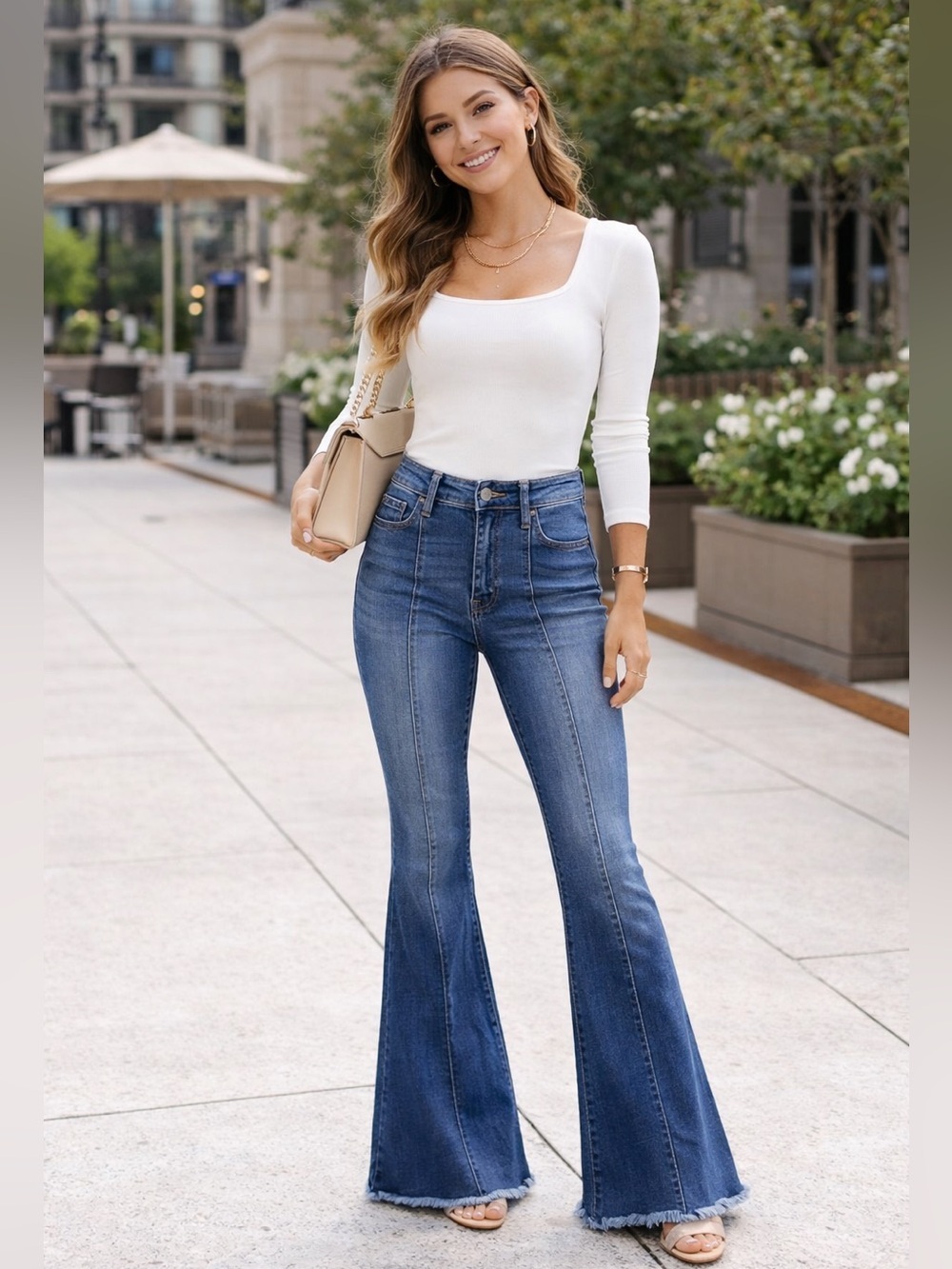 Judy Blue high rise, dramatic ultra-wide Bell Bottoms retro‑inspired 70’s Boho